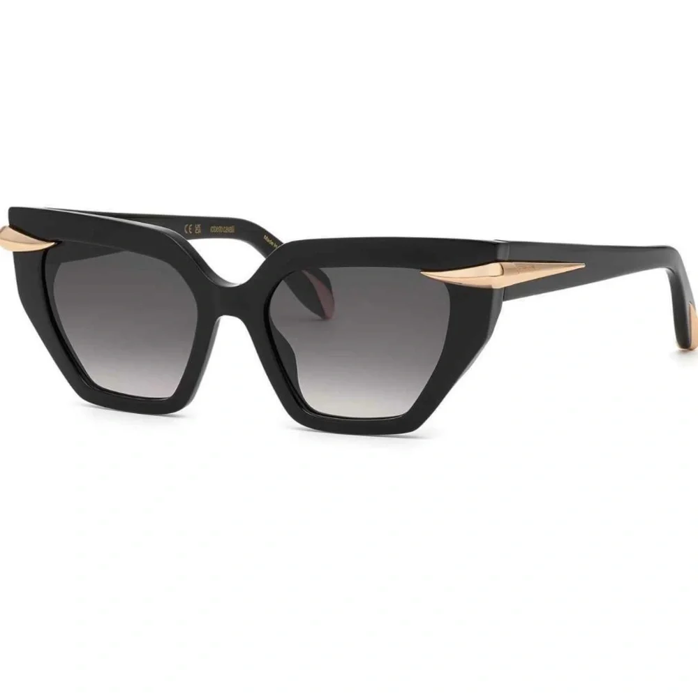Authentic Roberto Cavalli Unisex Sunglasses Black WTH Gold Detail SRC001M